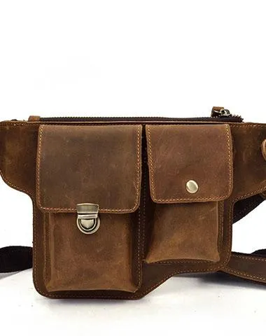 TRENDY LEATHER MENS FANNY PACK FOR MEN BUMBAG Vintage WAIST BAG for Men