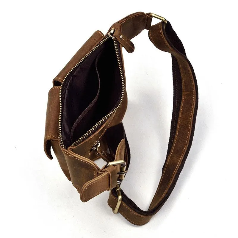 TRENDY LEATHER MENS FANNY PACK FOR MEN BUMBAG Vintage WAIST BAG for Men