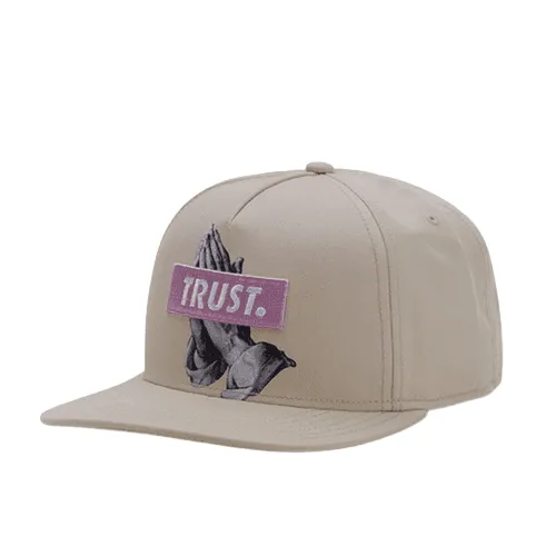 TRUST Cotton Snapback Cap boater hat with bow in beach sunlight