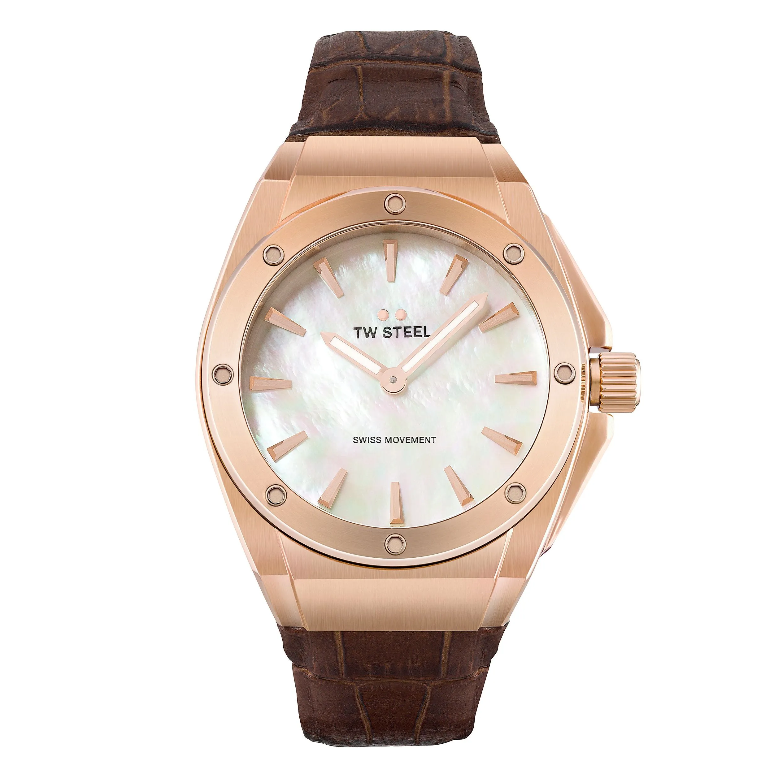 TW Steel CEO Tech Ladies 38mm Brown Leather Strap CE4034 