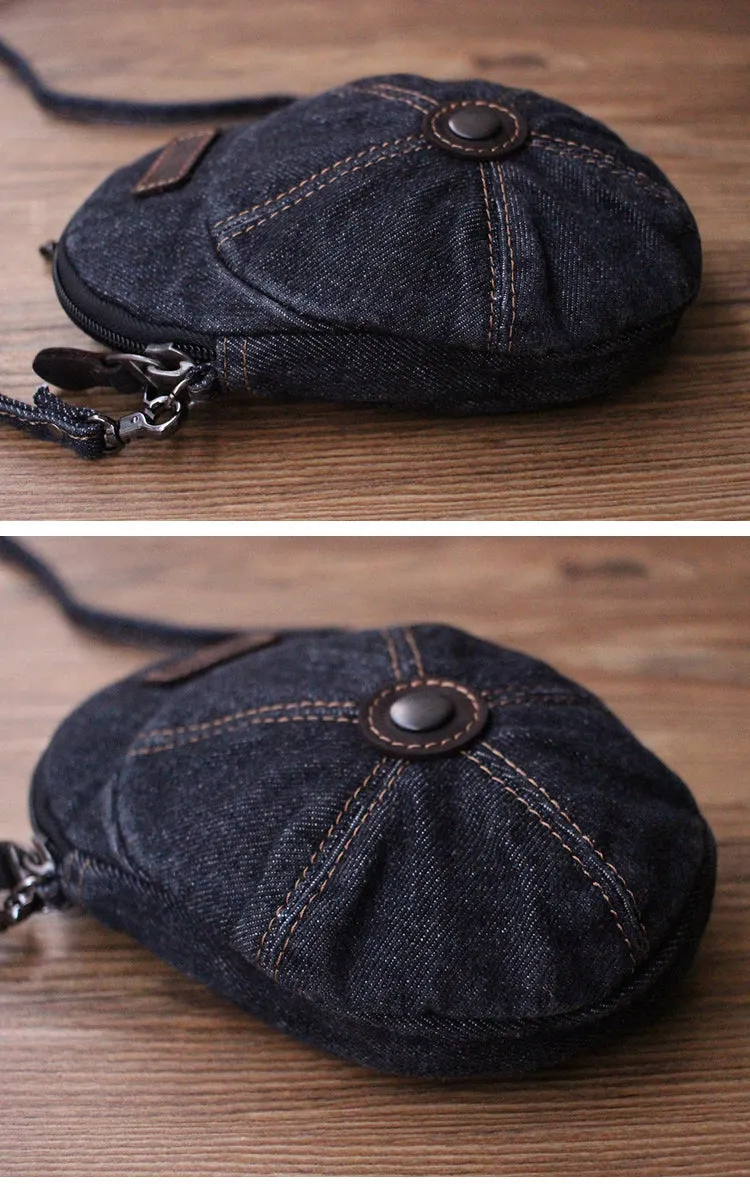 Unique Denim Cap Mini Shoulder Bags Belt Pouch Denim Cap Phone Waist Bag