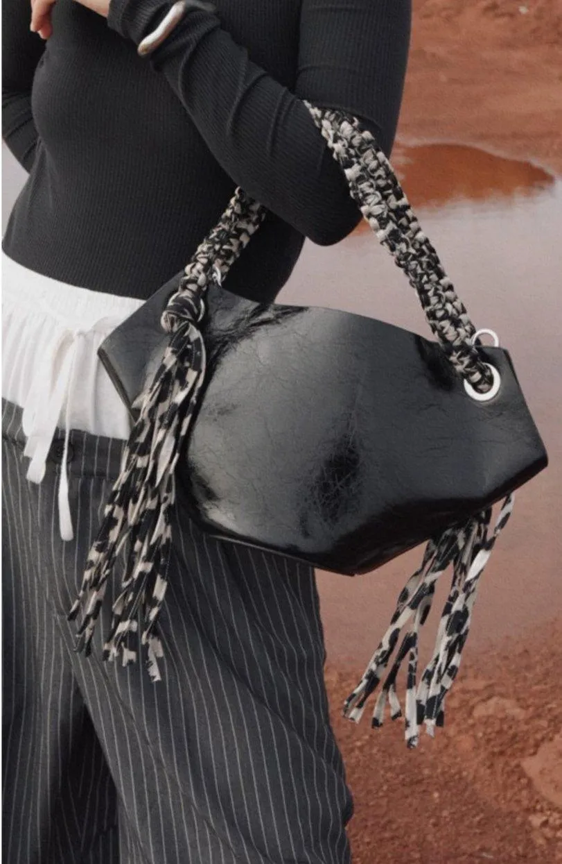 Unique Design Genuine Leather Large Tote Bucket Bag for Women | Suede Leather Autumn Tassel Bucket Bag