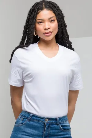 V-Neck Short Sleeve T-Shirt White,women t-shirt cotton,women t-shirt top,boutique women's clothing