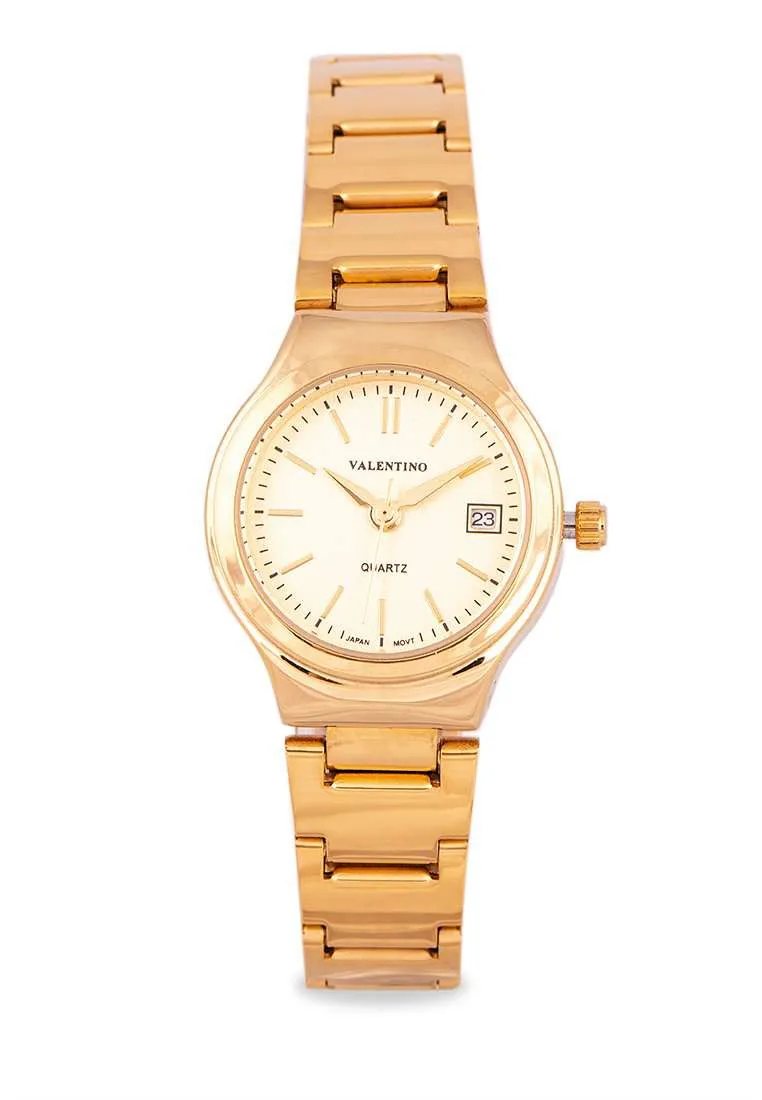 Valentino 20122265-GOLD DIAL - NUMBER Gold Stainless Watch for Women Affordable casual watches Sporty casual watches Affordable luxury casual watches