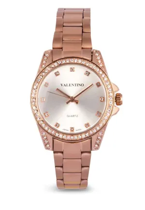 Valentino 20122290-SILVER DIAL Rose Gold Stainless Steel Watch for Women Affordable casual watches Sporty casual watches Affordable luxury casual watches