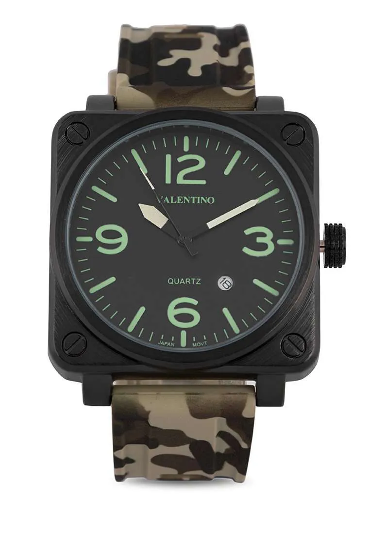 Valentino 20122292-GREEN CAMOU-LUMI INDEX Rubber Strap for Men Affordable casual watches Sporty casual watches Affordable luxury casual watches