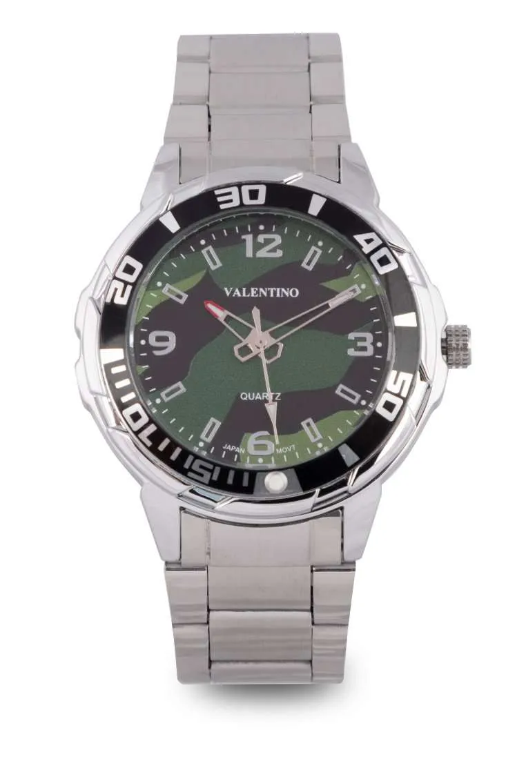 Valentino 20122318-CAMOU DIAL Silver Stainless Strap Watch for Men Affordable casual watches Sporty casual watches Affordable luxury casual watches