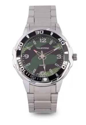 Valentino 20122318-CAMOU DIAL Silver Stainless Strap Watch for Men Affordable casual watches Sporty casual watches Affordable luxury casual watches