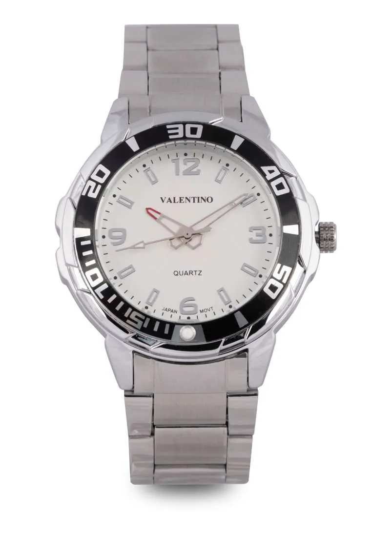 Valentino 20122318-IVORY DIAL Silver Stainless Strap Watch for Men Affordable casual watches Sporty casual watches Affordable luxury casual watches
