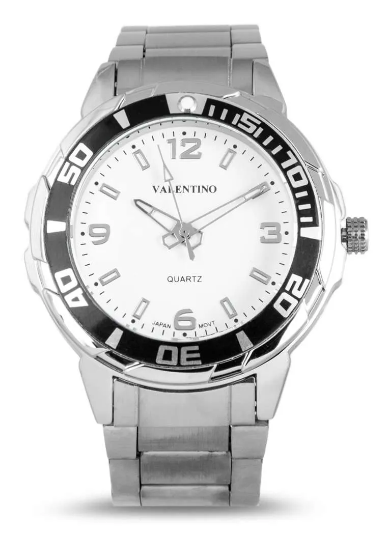 Valentino 20122318-WHITE DIAL Silver Stainless Strap Watch for Men Affordable casual watches Sporty casual watches Affordable luxury casual watches