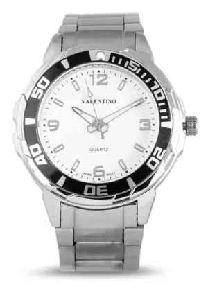 Valentino 20122318-WHITE DIAL Silver Stainless Strap Watch for Men Affordable casual watches Sporty casual watches Affordable luxury casual watches