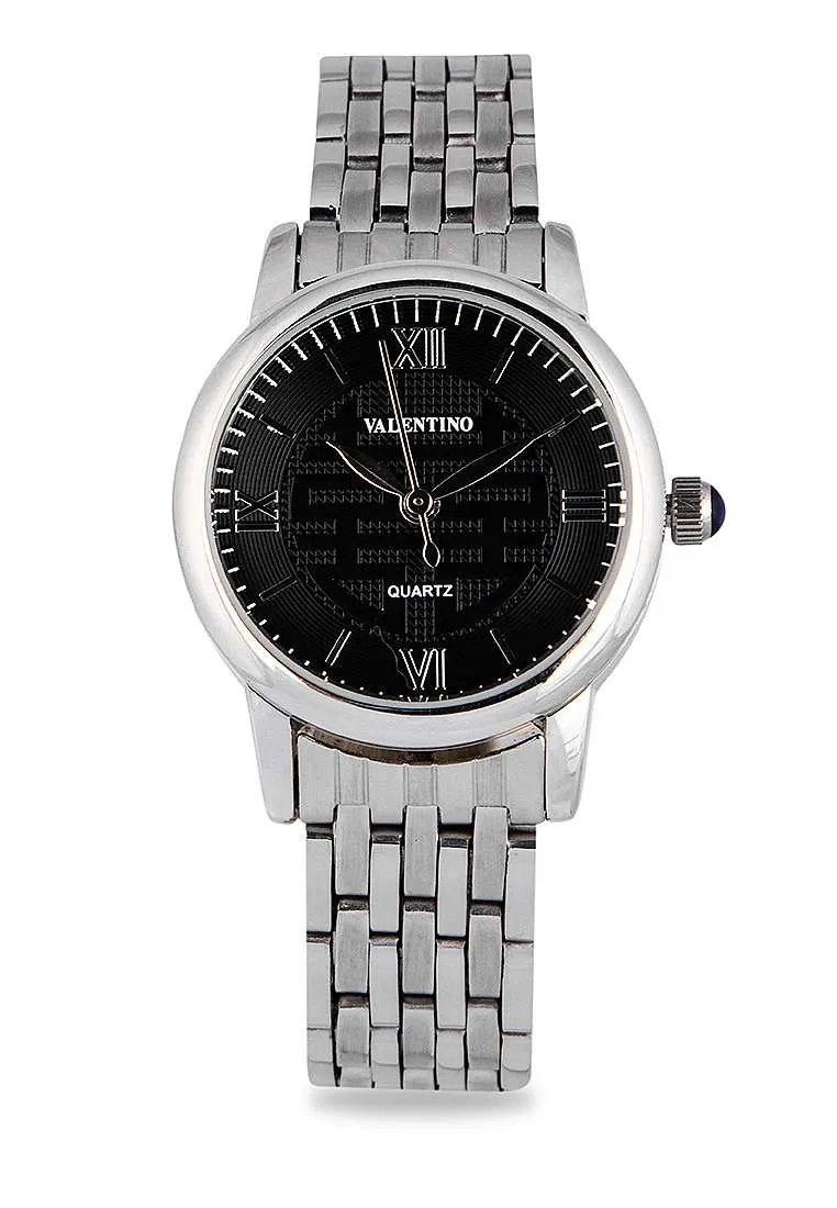 Valentino 20122324-BLACK DIAL Silver Stainless Steel Watch for Women Affordable casual watches Sporty casual watches Affordable luxury casual watches