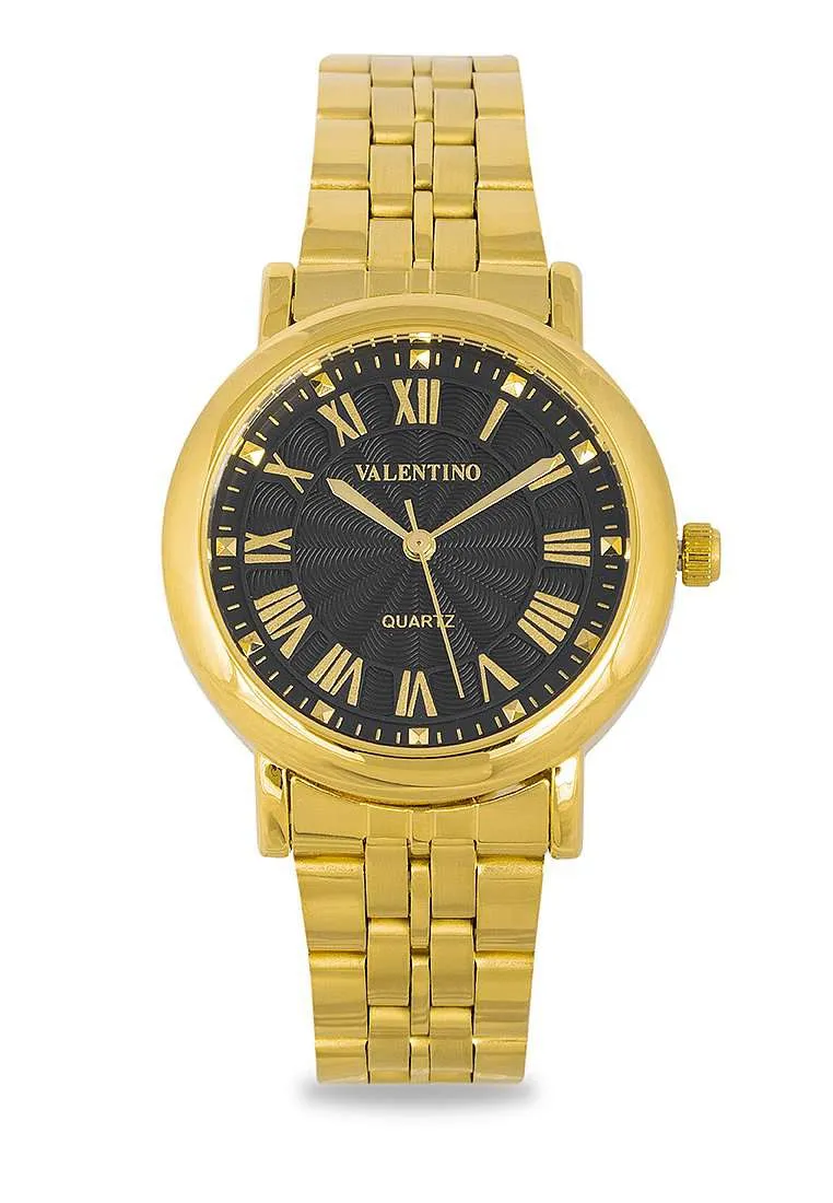 Valentino 20122325-BLACK DIAL Gold Stainless Watch for Women Affordable casual watches Sporty casual watches Affordable luxury casual watches