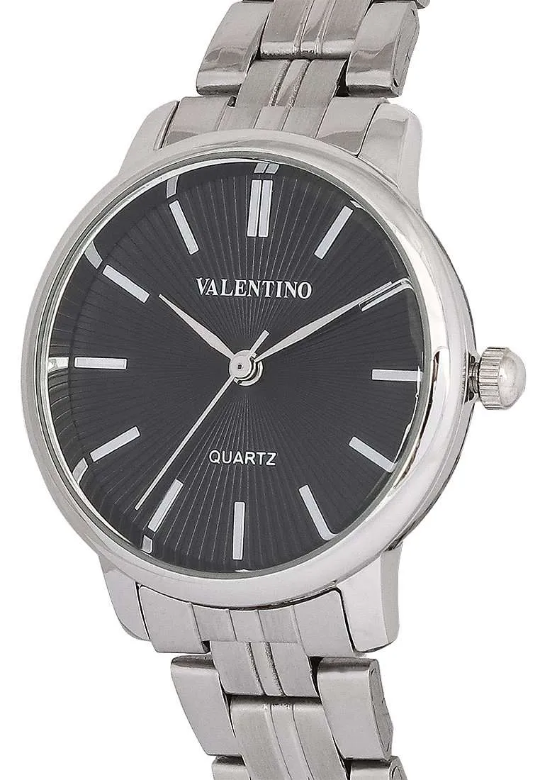 Valentino 20122327-BLACK DIAL Silver Stainless Strap for Women