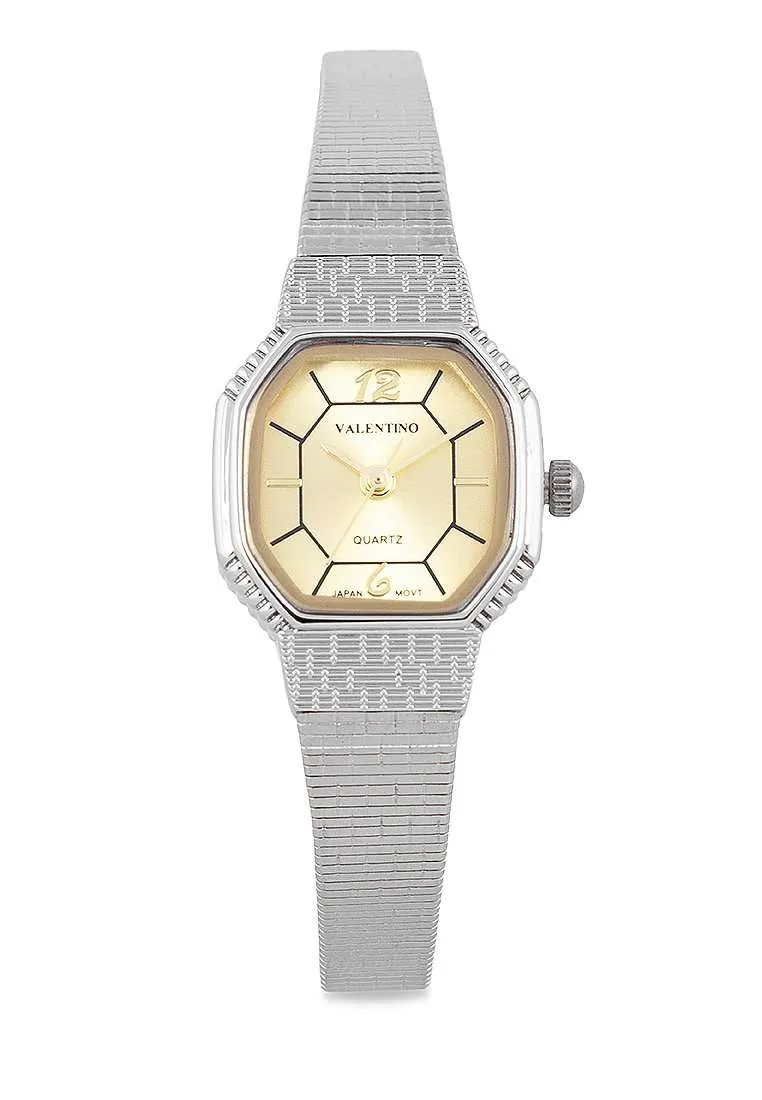 Valentino 20122329-GOLD DIAL Silver Watch for Women Affordable casual watches Sporty casual watches Affordable luxury casual watches