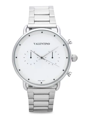 Valentino 20122354-WHITE DIAL Stainless Steel Strap Analog Watch for Men Affordable casual watches Sporty casual watches Affordable luxury casual watches