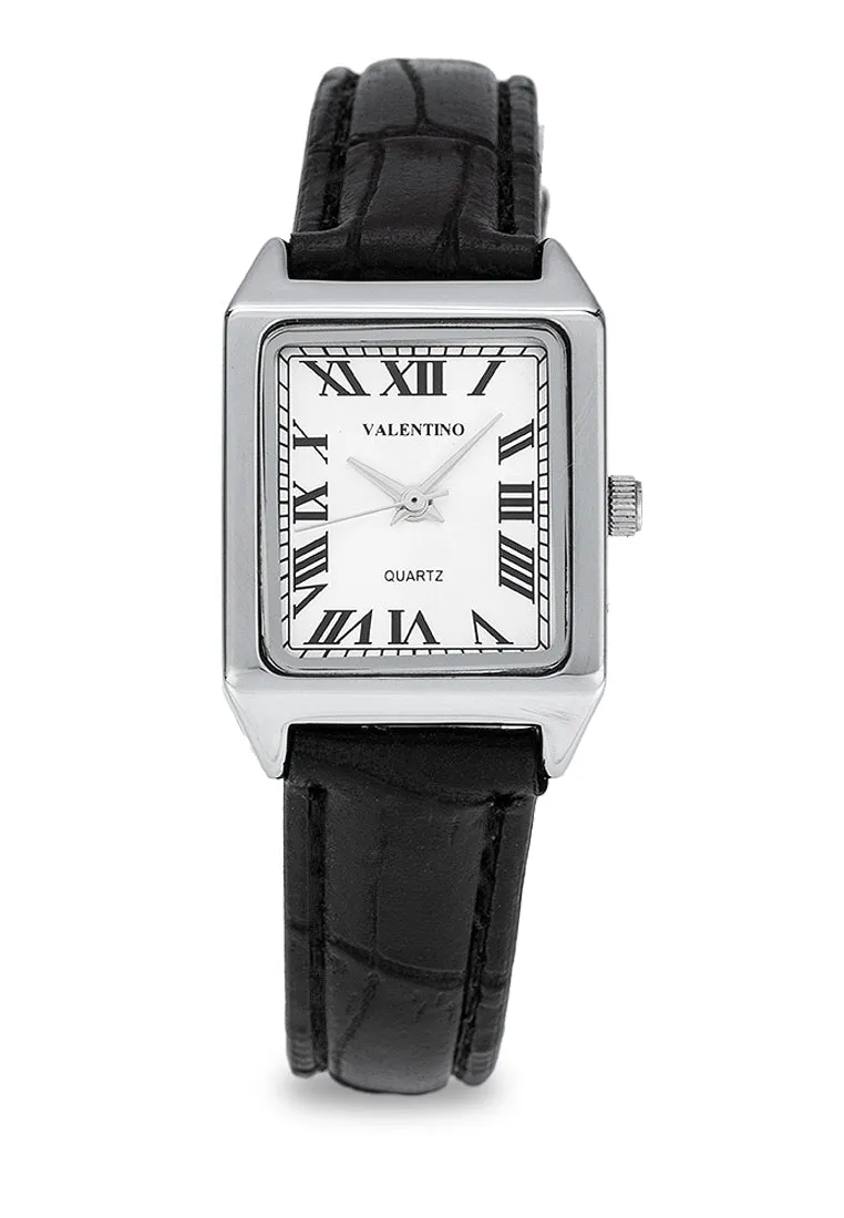 Valentino 20122376-BLK STRAP - BLACK DIAL Leather Strap Analog Watch for Women Affordable casual watches Sporty casual watches Affordable luxury casual watches
