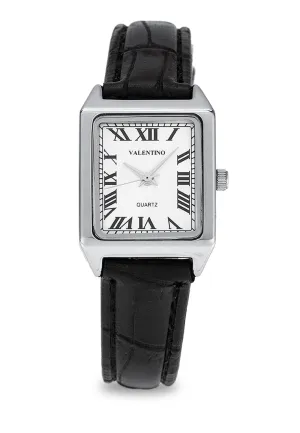 Valentino 20122376-BLK STRAP - BLACK DIAL Leather Strap Analog Watch for Women Affordable casual watches Sporty casual watches Affordable luxury casual watches