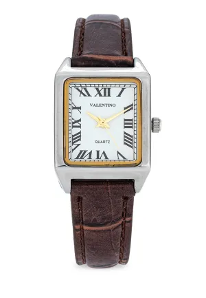 Valentino 20122376-BRWN STRAP - GOLD DIAL Leather Strap Analog Watch for Women Affordable casual watches Sporty casual watches Affordable luxury casual watches