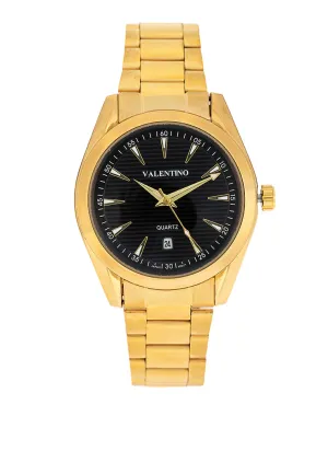 Valentino 20122400-BLACK DIAL Stainless Steel Strap Analog Watch for Men Affordable casual watches Sporty casual watches Affordable luxury casual watches