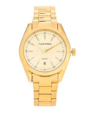 Valentino 20122400-GOLD DIAL Stainless Steel Strap Analog Watch for Men Affordable casual watches Sporty casual watches Affordable luxury casual watches