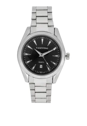 Valentino 20122401-BLACK DIAL Stainless Steel Strap Analog Watch for Men Affordable casual watches Sporty casual watches Affordable luxury casual watches