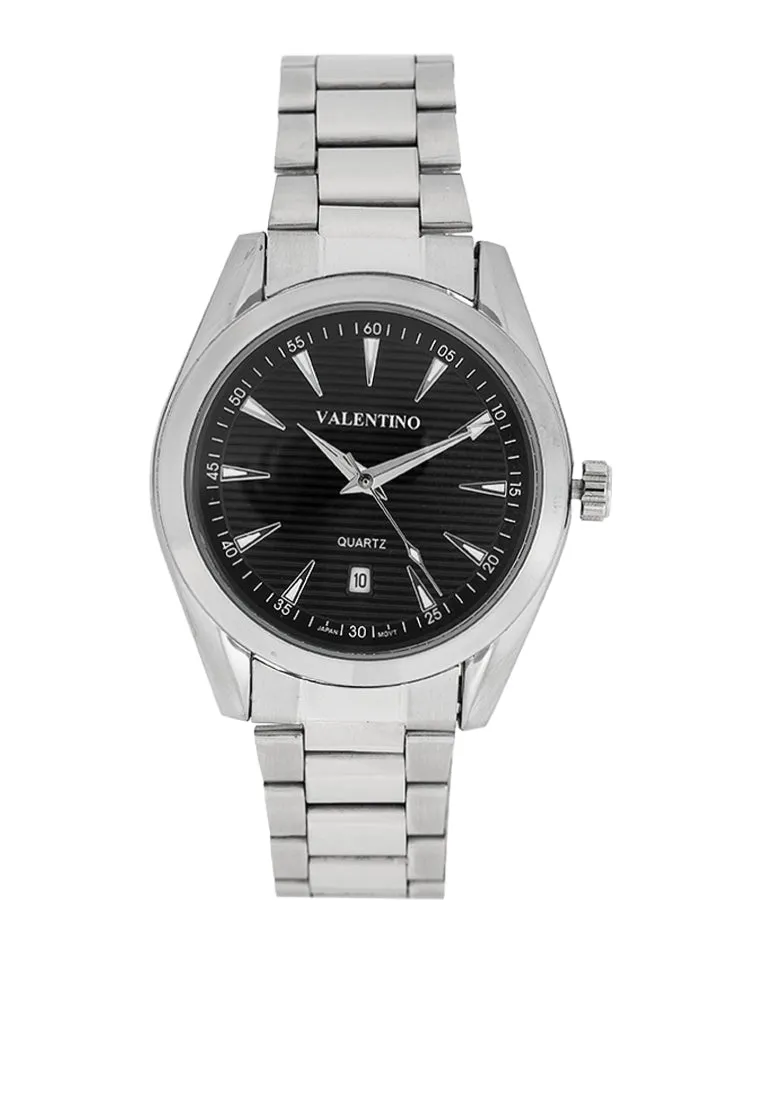 Valentino 20122401-BLACK DIAL Stainless Steel Strap Analog Watch for Men Affordable casual watches Sporty casual watches Affordable luxury casual watches