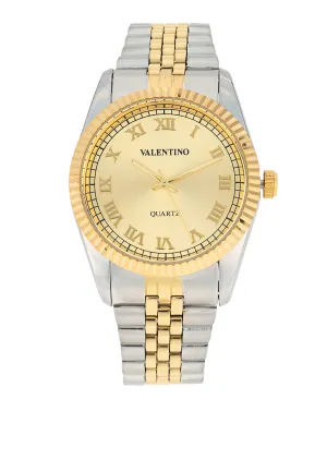 Valentino  20122402-TWO TONE - GOLD DIAL Stainless Steel Strap Analog Watch for Men Affordable casual watches Sporty casual watches Affordable luxury casual watches