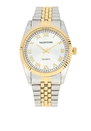 Valentino  20122402-TWO TONE - SILVER DIAL Stainless Steel Strap Analog Watch for Men Affordable casual watches Sporty casual watches Affordable luxury casual watches