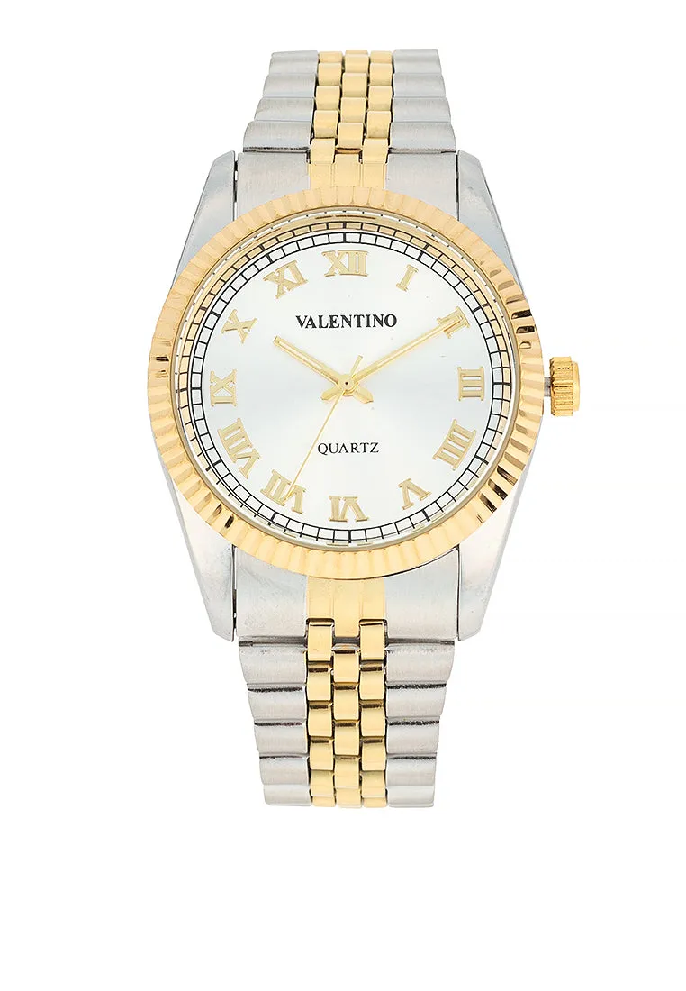 Valentino  20122402-TWO TONE - SILVER DIAL Stainless Steel Strap Analog Watch for Men Affordable casual watches Sporty casual watches Affordable luxury casual watches