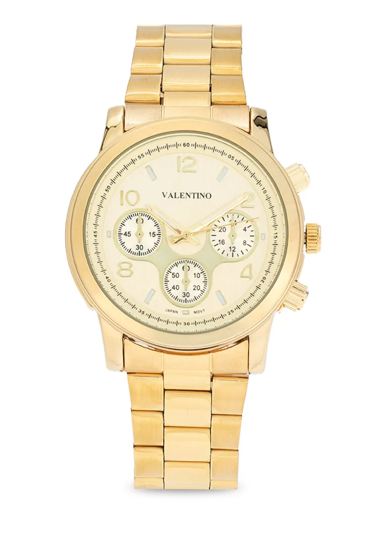 Valentino 20122406-GOLD DIAL Stainless Steel Strap Analog Watch for Women Affordable casual watches Sporty casual watches Affordable luxury casual watches