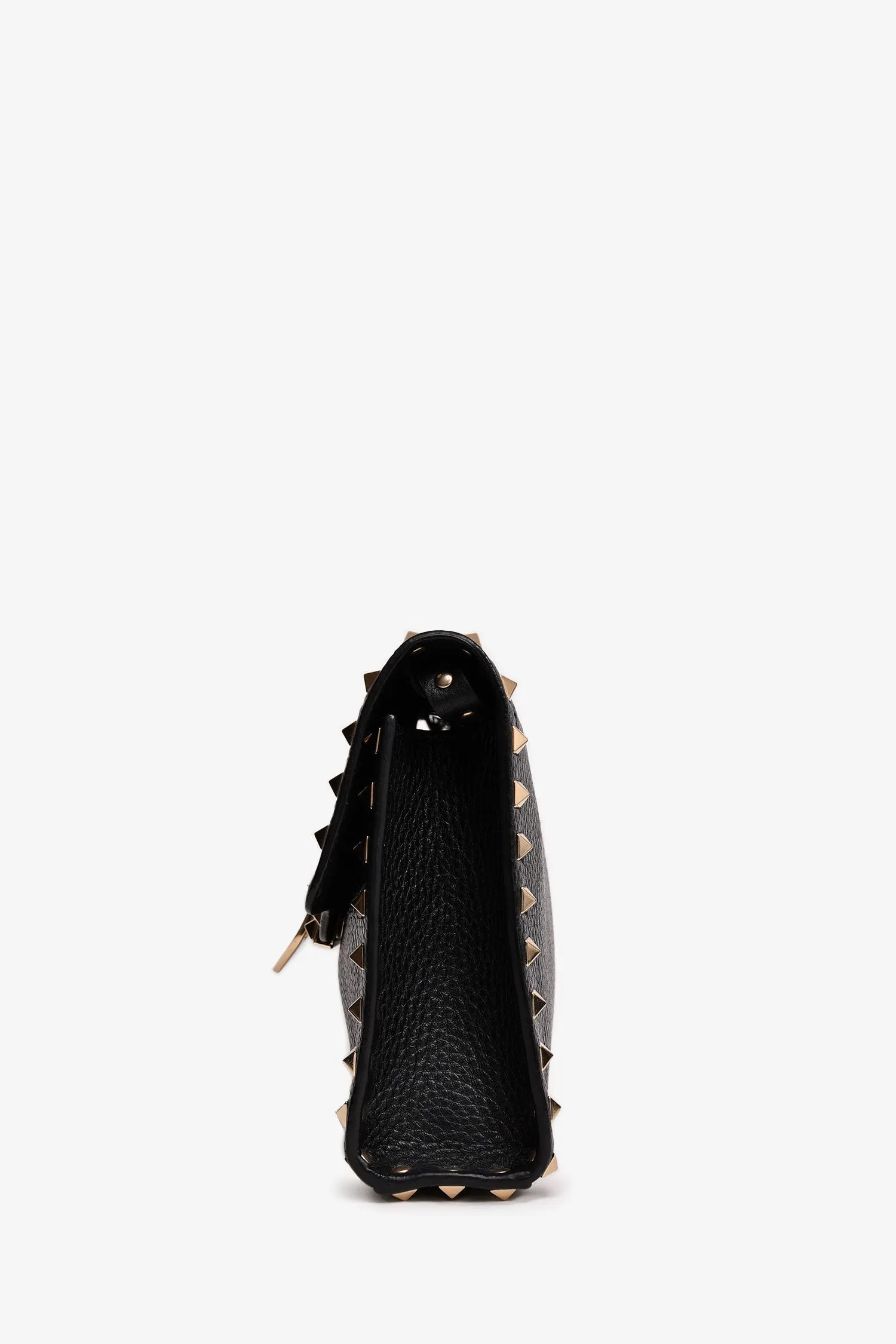Valentino Black Grained Leather Rockstud Flap Crossbody