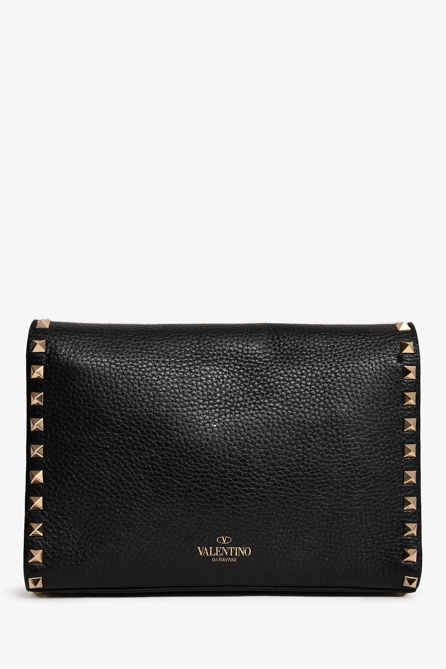 Valentino Black Grained Leather Rockstud Flap Crossbody