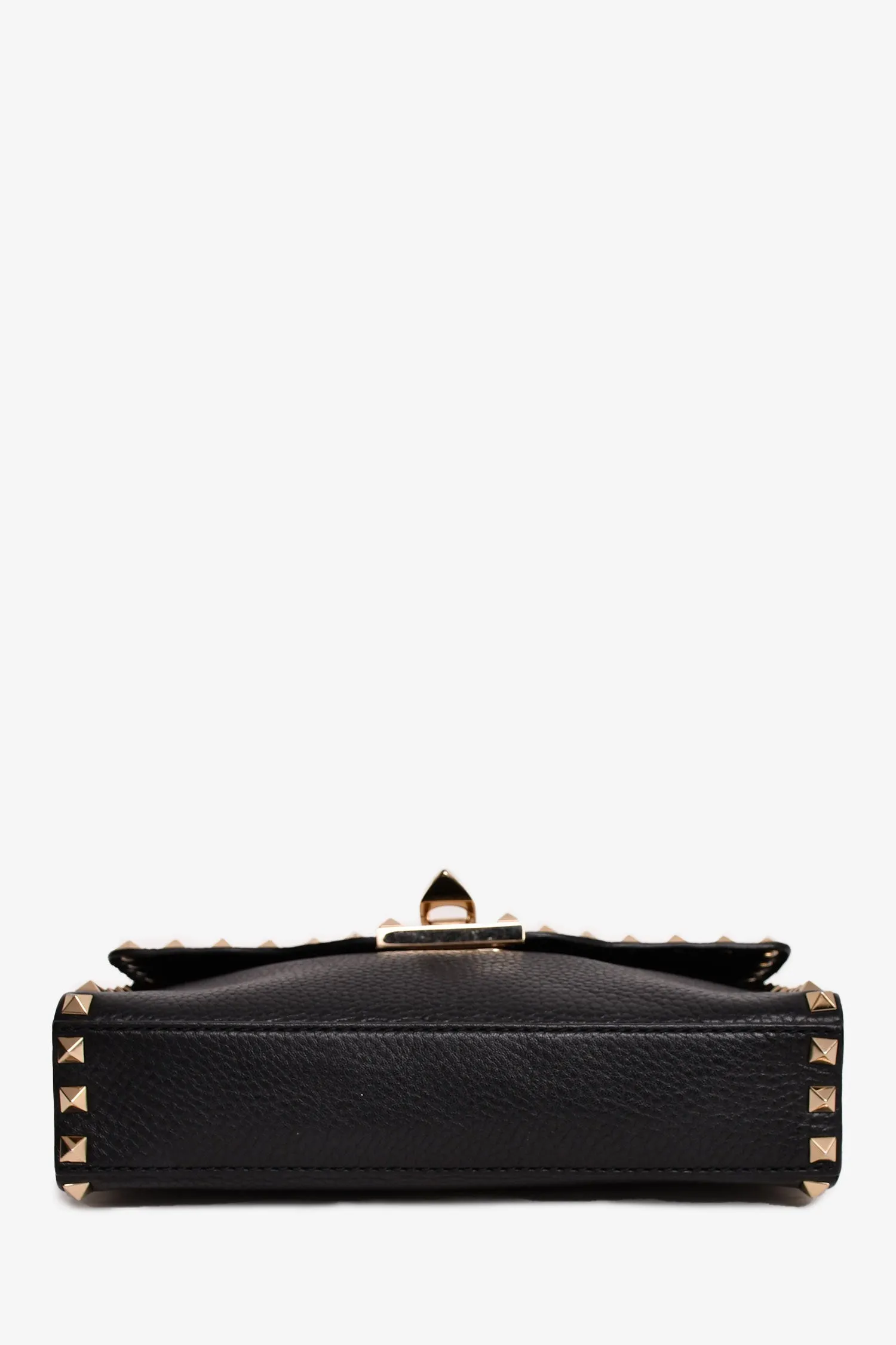 Valentino Black Grained Leather Rockstud Flap Crossbody