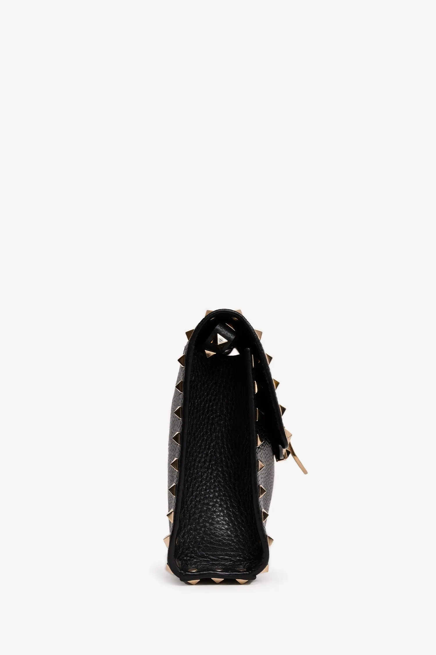 Valentino Black Grained Leather Rockstud Flap Crossbody