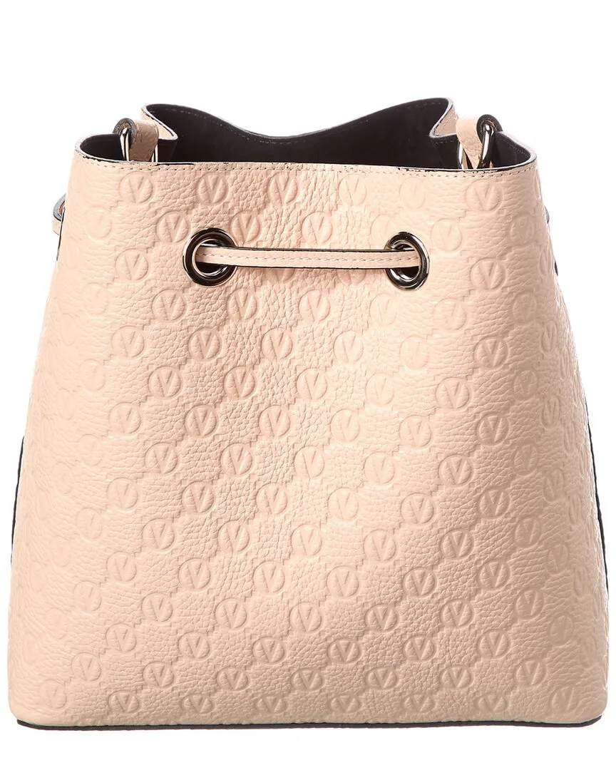 Valentino by Mario Valentino Karl Medallion Leather Bucket Bag