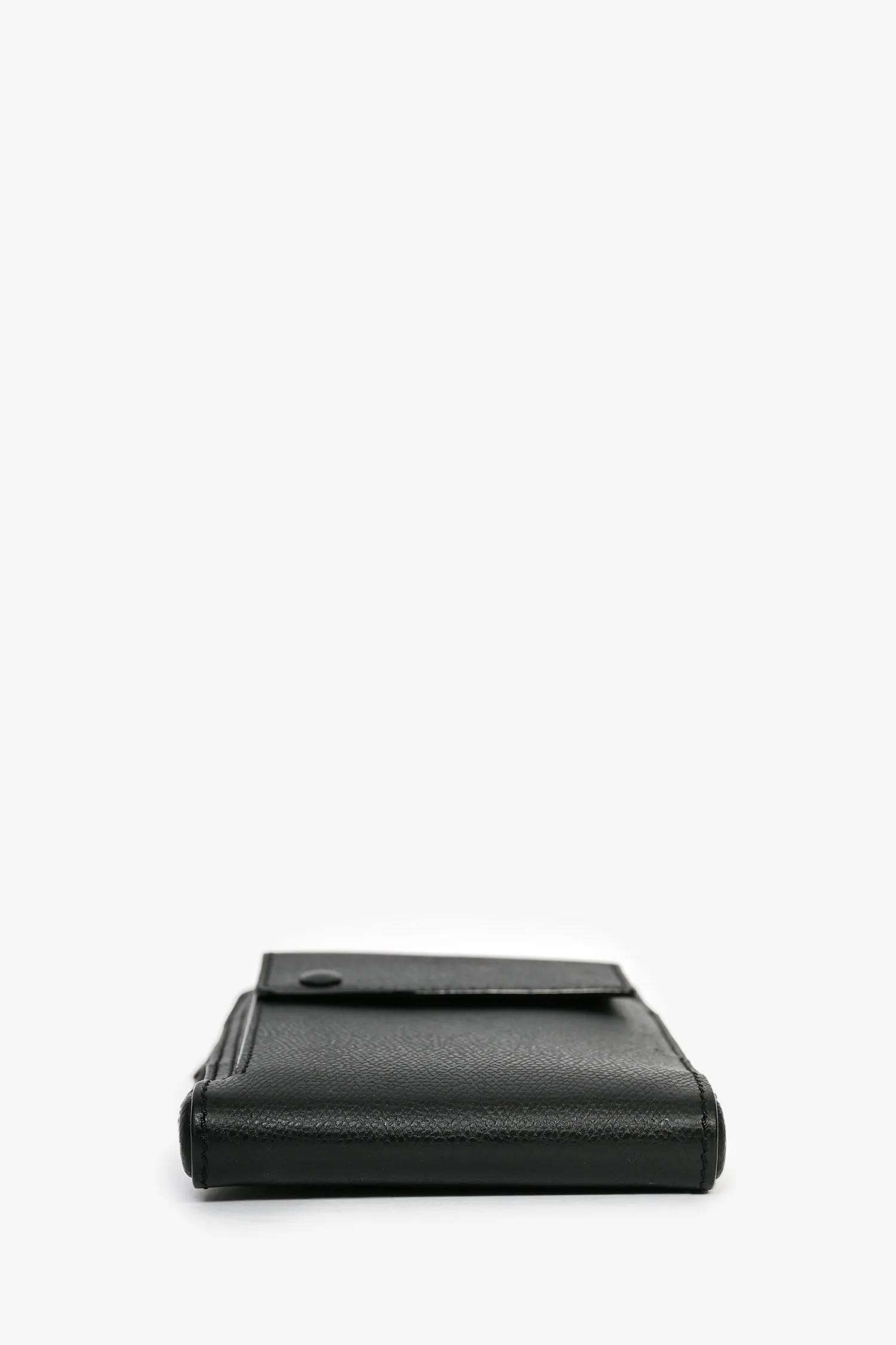 Valextra Black Leather Crossbody Phone Case