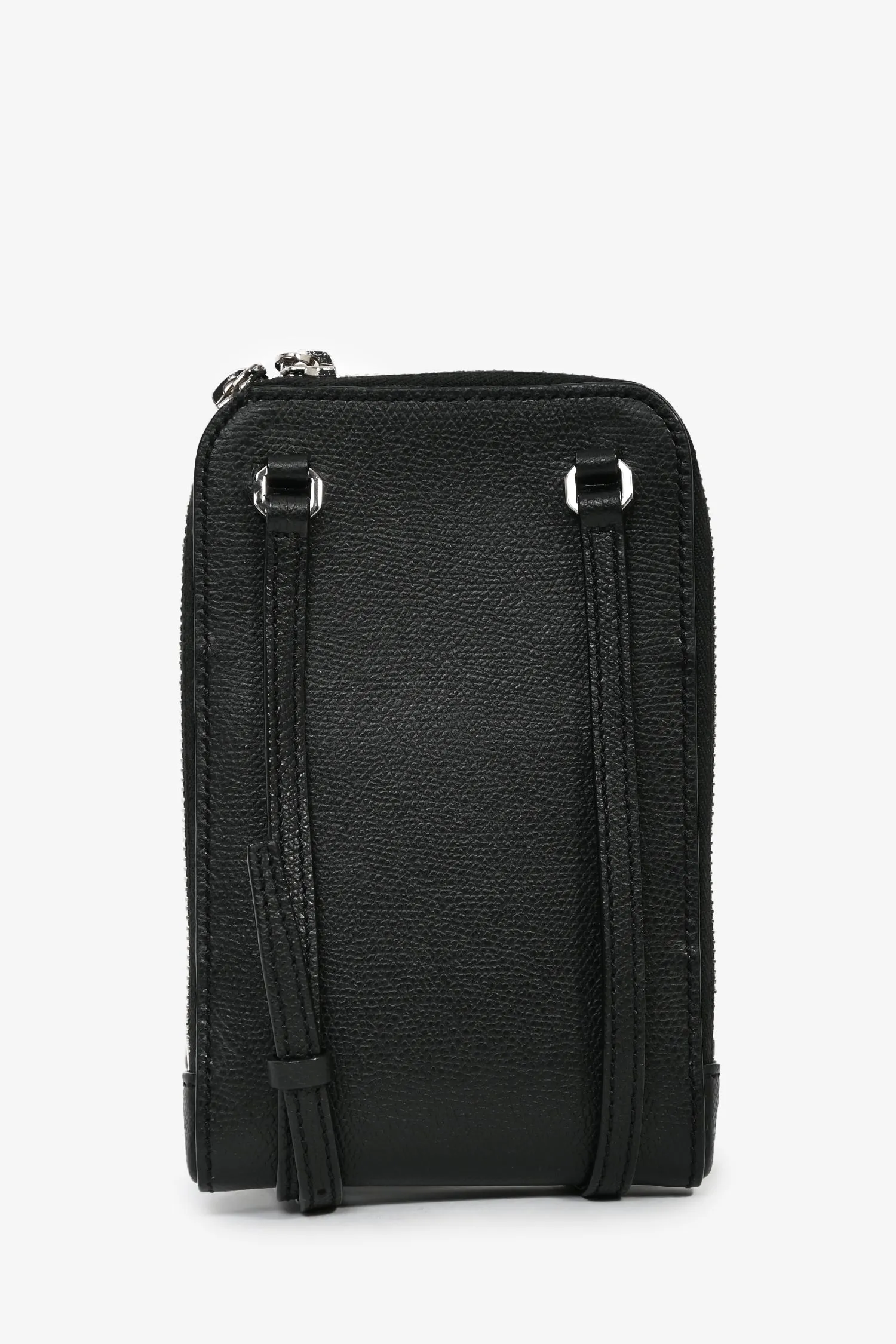 Valextra Black Leather Crossbody Phone Case anti-theft crossbody bags sale
