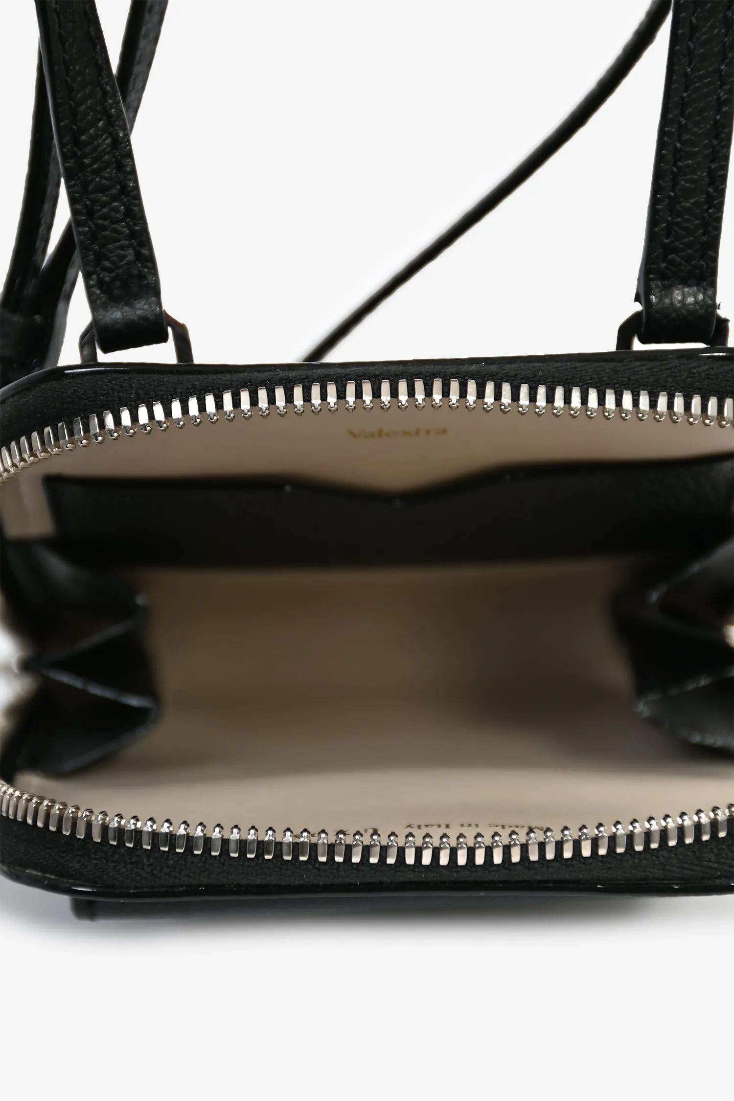 Valextra Black Leather Crossbody Phone Case