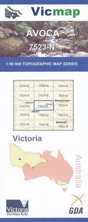 Vicmap Avoca 7523-N 1:50,000 Scale camp map guide sale waterproof hiking map topographic camping map