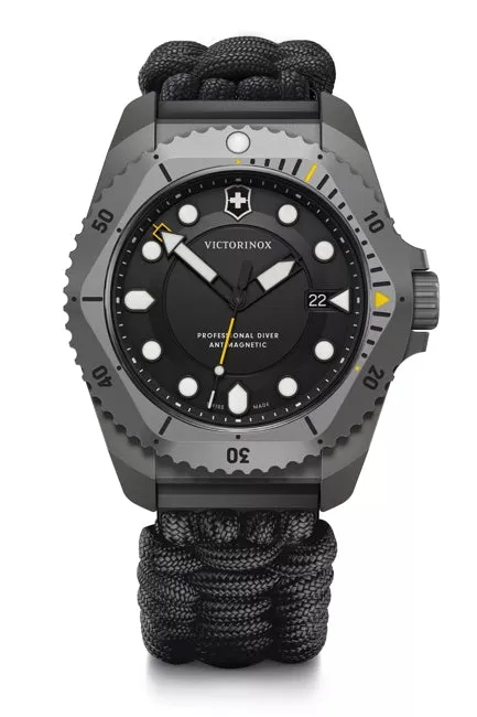 Victorinox Dive Pro 43mm Black Paracord Strap Black Dial Watch 241993.1 