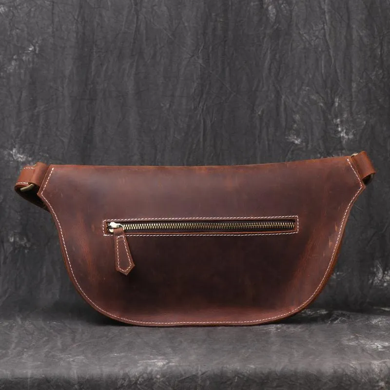 Vintage Brown Leather Men's Fanny Pack Hip Pack Waist Bag For Men