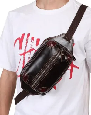 Vintage Coffee Brown LEATHER MENS FANNY PACK FOR MEN BUMBAG Vintage WAIST BAGS Coffee