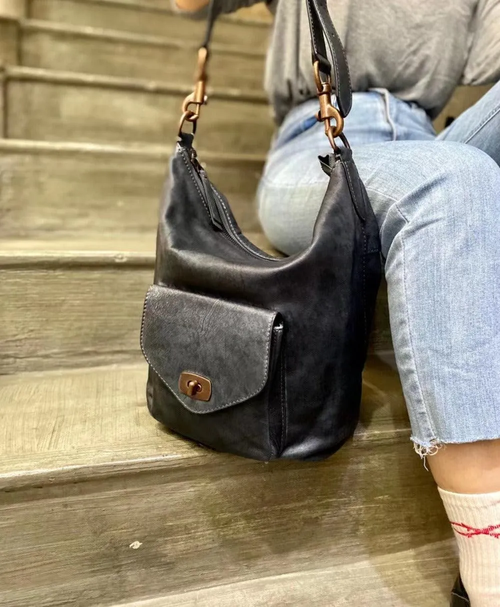 Vintage Full Grain Leather Hobo Shoulder Bag ?? Handcrafted Cowhide Leather Bucket Bag