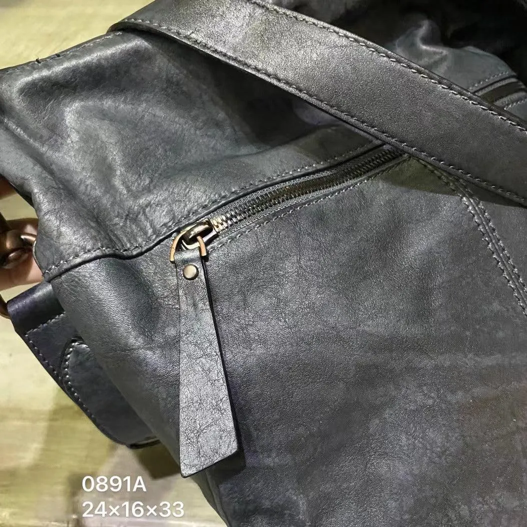 Vintage Full Grain Leather Hobo Shoulder Bag ?? Handcrafted Cowhide Leather Bucket Bag