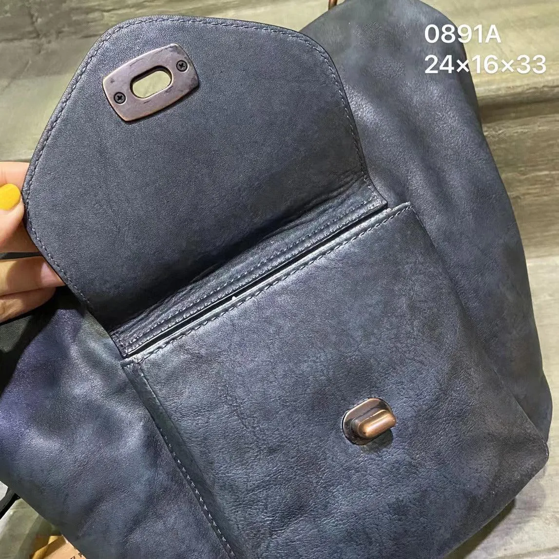 Vintage Full Grain Leather Hobo Shoulder Bag ?? Handcrafted Cowhide Leather Bucket Bag