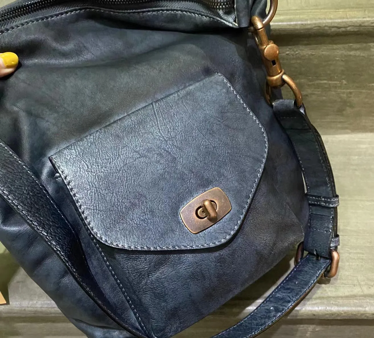 Vintage Full Grain Leather Hobo Shoulder Bag ?? Handcrafted Cowhide Leather Bucket Bag
