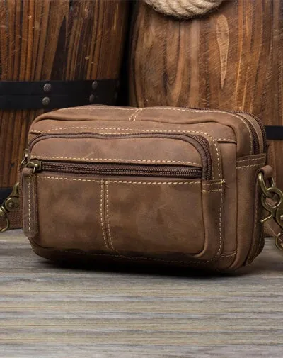 Vintage Leather Fanny Pack Mens Waist Bag Hip Pack Belt Bag Bumbag for Men Vintage Brown