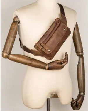 Vintage Leather Fanny Pack Mens Waist Bag Hip Pack Belt Bag Bumbag for Men Vintage Brown