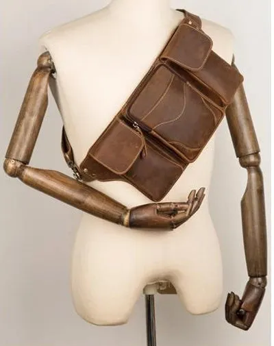 Vintage Leather Fanny Pack Mens Waist Bag Hip Pack Belt Bag Bumbag for Men Vintage Brown